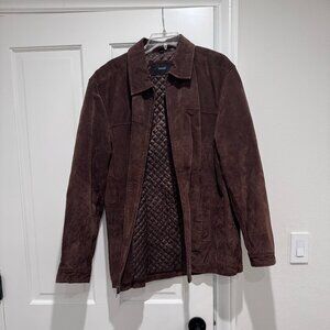 Worn Only Once - Mens 100% Suede Chocolate Brown Jacket - Large